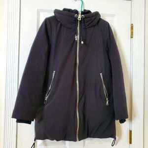 Zara TRF Basic Outerwear Black Padded Long Line Hooded Puff Coat Parka Size XS